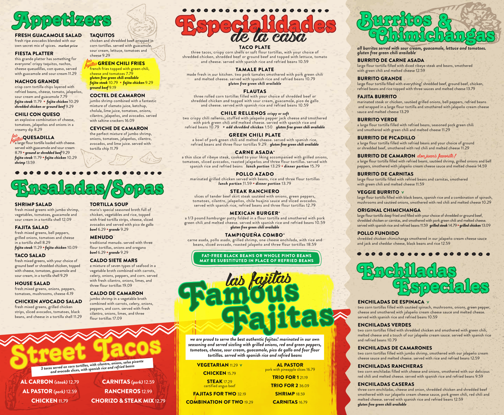 Las Fajitas Mexican Restaurant Full Menu Aurora, CO