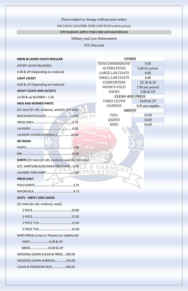 cleaning material prices