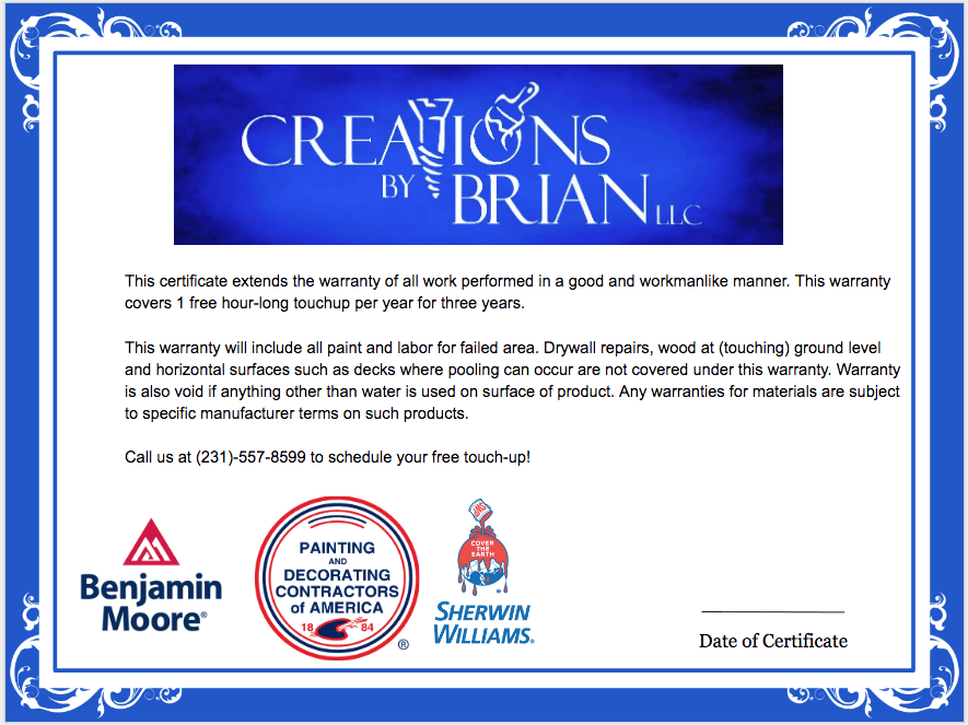 Painting Warranty with Free TouchUp