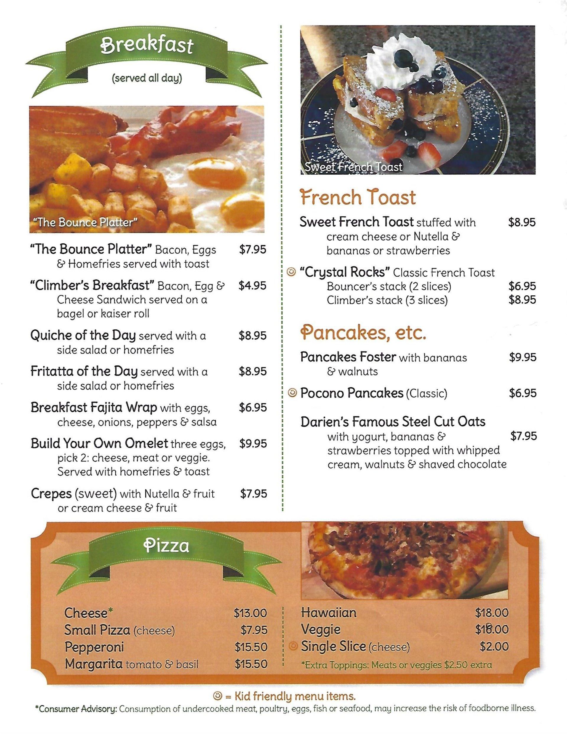 Pocono Rocks! & Little Rock Cafe Menu | Mount Pocono, PA