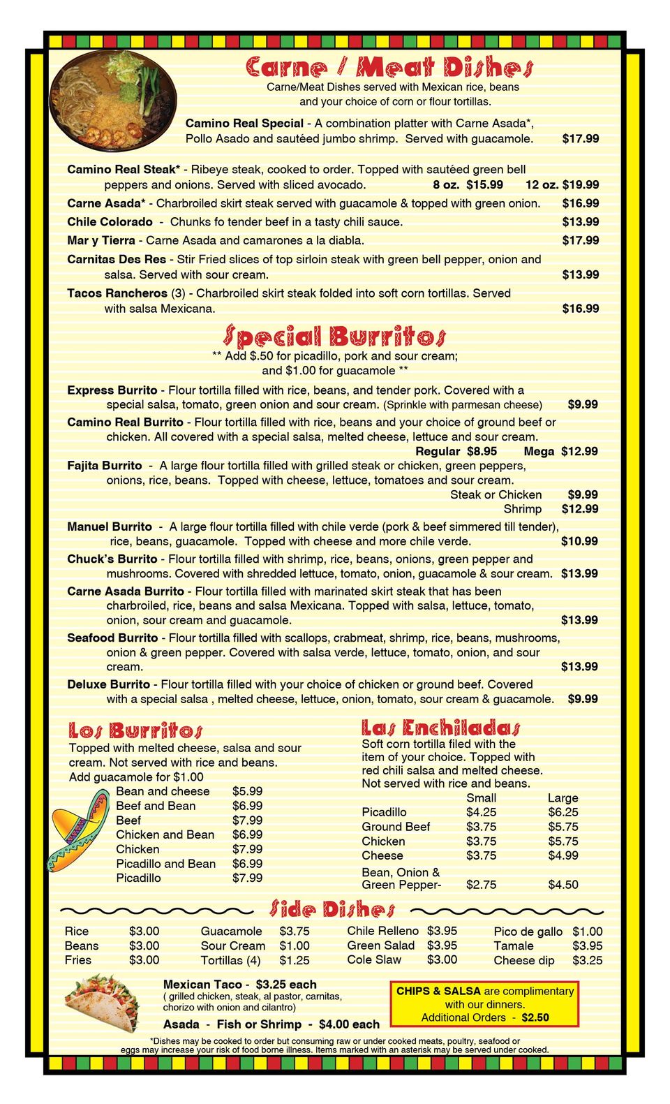 Camino Real Mexican Restaurant Menu | Berryville, VA