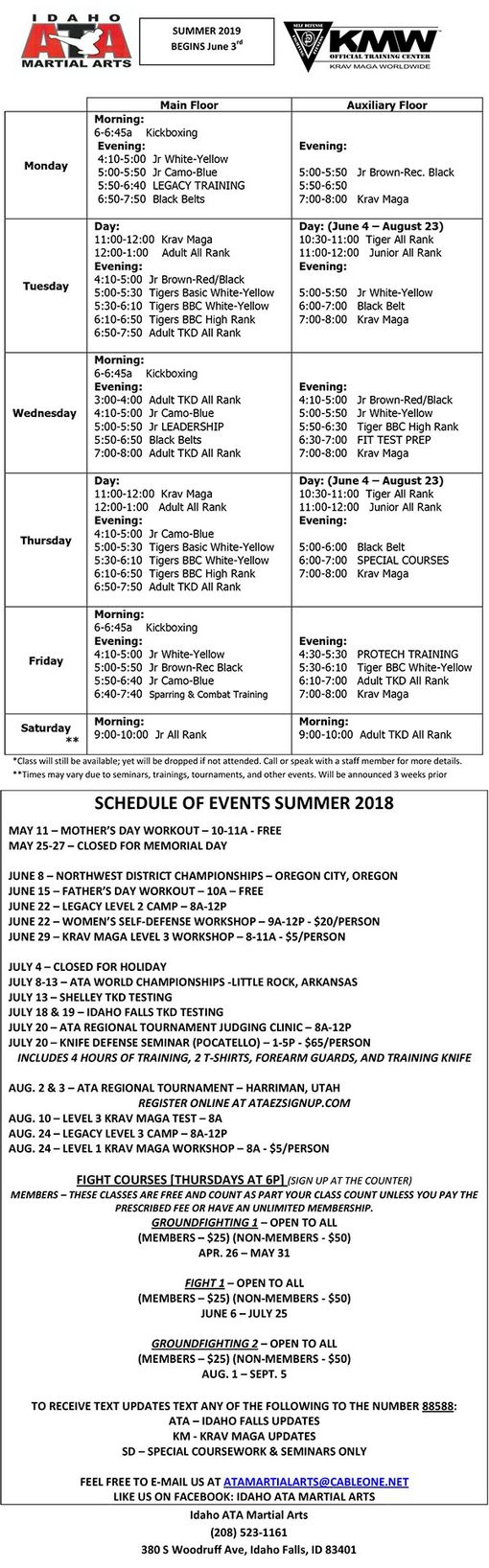 ATA Martial Arts Schedule & Events Idaho Falls, ID